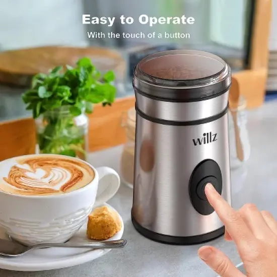 Willz 50 Gram Stainless Steel Blade Electric Coffee Grinder in Silver image {3}