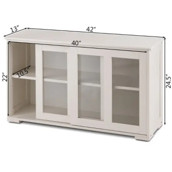 Costway Kitchen Storage Cabinet Sideboard Buffet Cupboard w/ Sliding Door image {2}