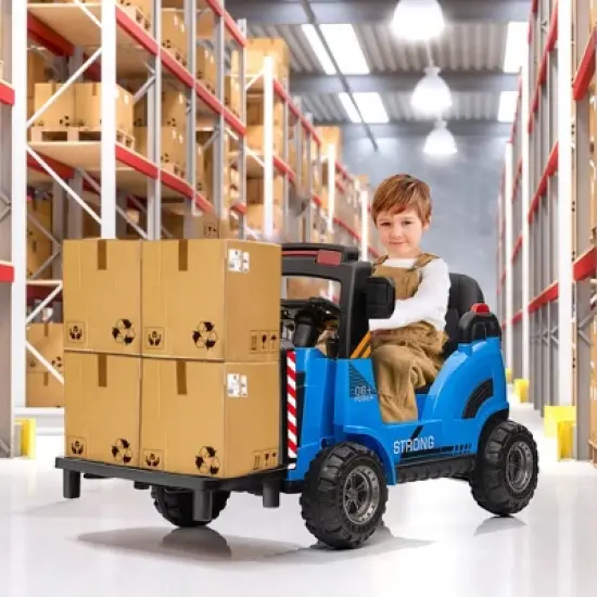 Ride on Forklift Car, 12V Electric Kids Ride On Car with Remote Control, Liftable Fork and Pallet, High/Low Variable Speed image {1}
