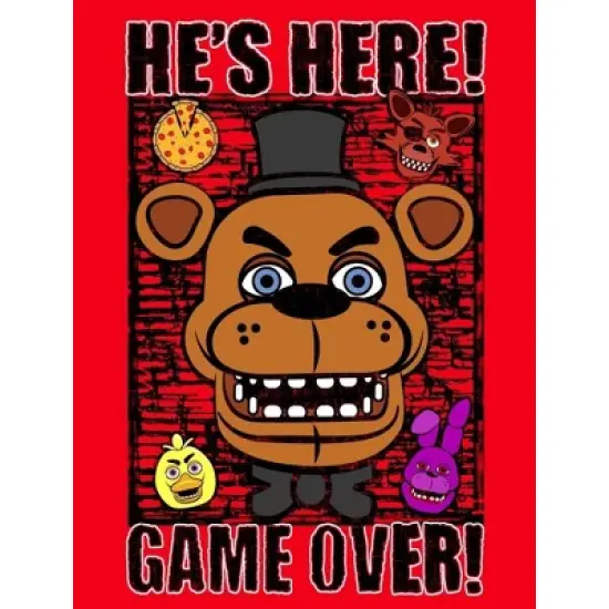 Five Nights at Freddy's He's Here! Game Over! Boy's Red T-shirt image {1}