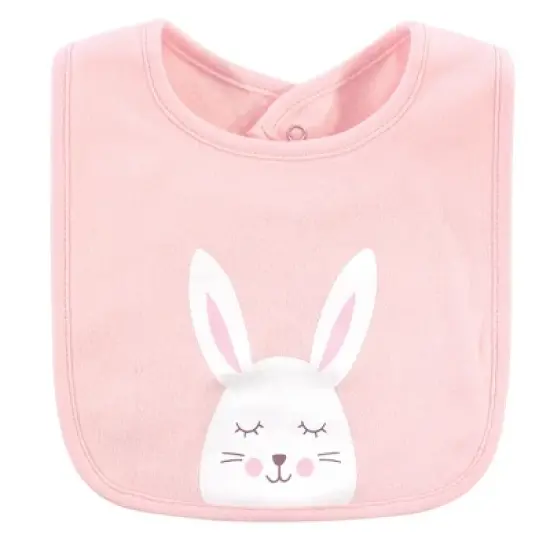 Hudson Baby Infant Girl Cotton Bibs, Sweet Bunny, One Size image {8}
