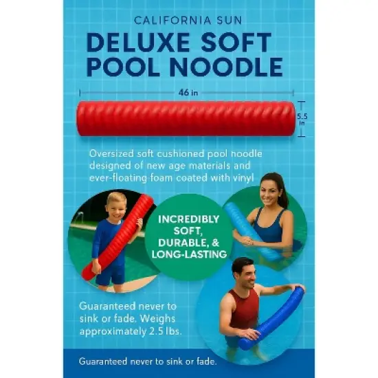 California Sun Deluxe Unsinkable Ultra Soft Foam Cushion Pool Noodle image {5}