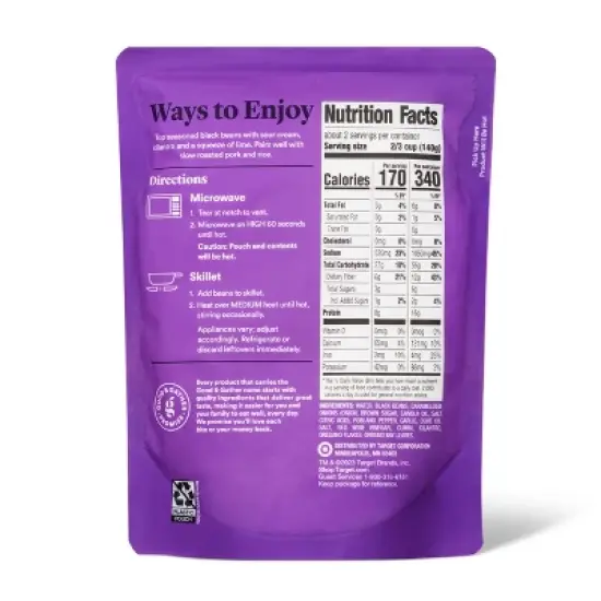 Garlic & Cumin Black Beans Microwavable Pouch - 10oz - Good & Gather&trade; image {2}