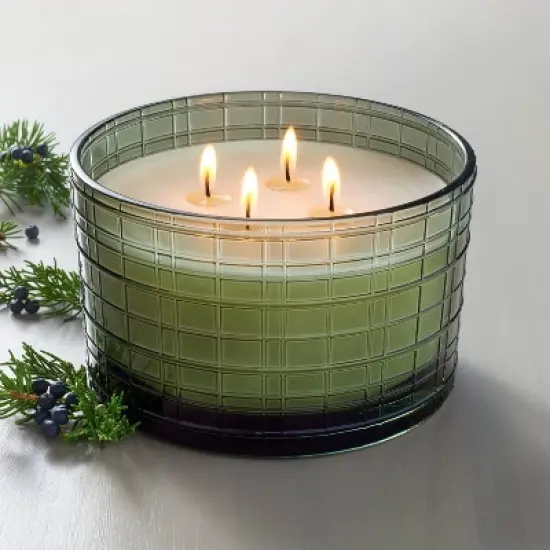 Textured Glass Cypress & Pine Jar Christmas Candle Green 24oz - Hearth & Hand&trade; with Magnolia image {1}