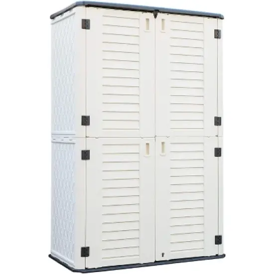 4.17 ft. W x 2.42 ft. D Durable Resin Double layered Storage Shed, Weather-Resistant Outdoor Storage Cabinet for Home, Patio and Garage image {9}
