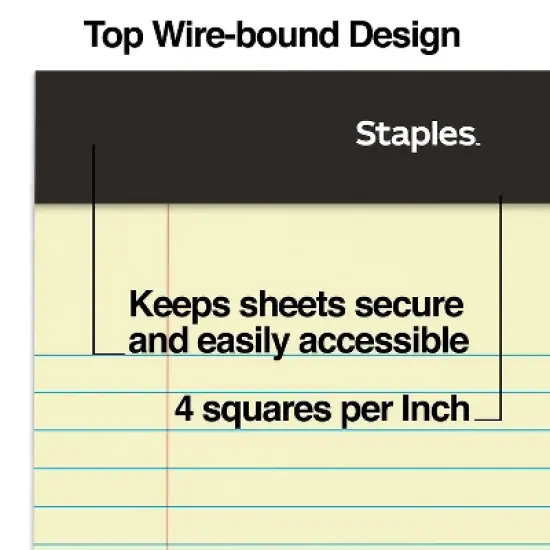 Staples Notepads 5" x 8" Narrow Canary 100 Sh./Pad 6 Pads/PK (35715-CC) 398212 image {4}