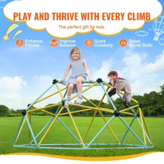 VEVOR Climbing Dome, Jungle Gym Supports 600LBS and Easy Assembly, 6FT Geometric Dome Climber Play Center for Kids 3 to 9 Years Old image {3}