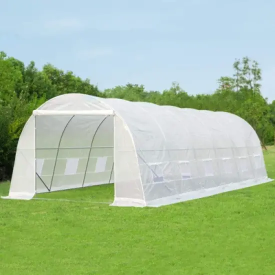 EROMMY Walk-In Greenhouse Tunnel, Large Gardening Plant Hot House Portable Tunnel Tent，white image {1}