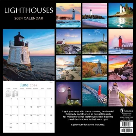 TF Publishing 2024 Wall Calendar 12"x12" Lighthouses image {4}