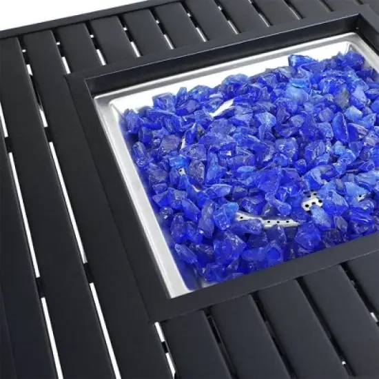 5pc Patio Dining Set with 28" Square Gas Fire Pit Table & Swivel Arm Chairs - Captiva Designs: Outdoor Seating, Rust-Resistant image {10}