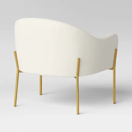 Gladden Barrel Accent Chair Cream Boucle/Brass - Threshold&trade;: Gold-Tone Metal Legs, Curved Back, Upholstered Armchair image {3}