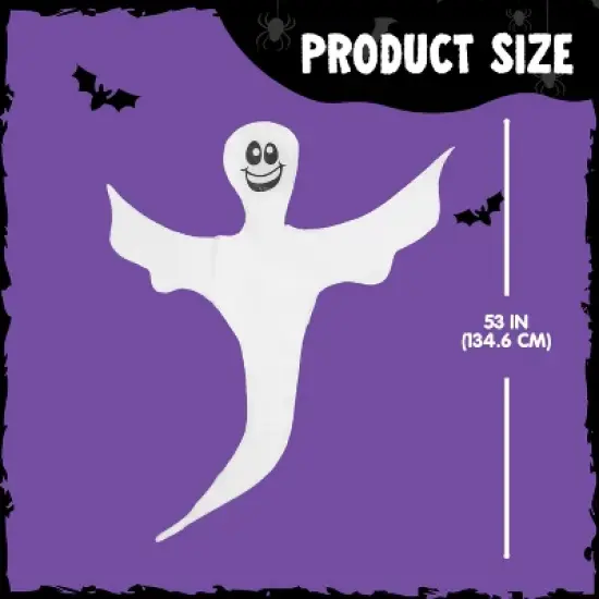 Joyfy 2Pcs 53" Halloween Bendable Tree Wrap Ghost, Smiling Ghost Hanging Decor Party Supplies for Tree, Porch, Yard, Lawn Outdoor image {5}
