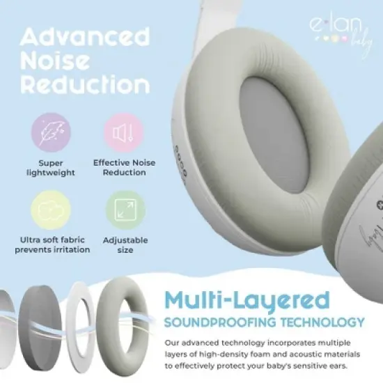 Elan Baby 2-1 Ear Muffs for Baby Ear Protection, Lightweight Earmuffs with Ultra Soft Fabric to Prevent Irritation, Protecting Little Ears Everywhere image {2}