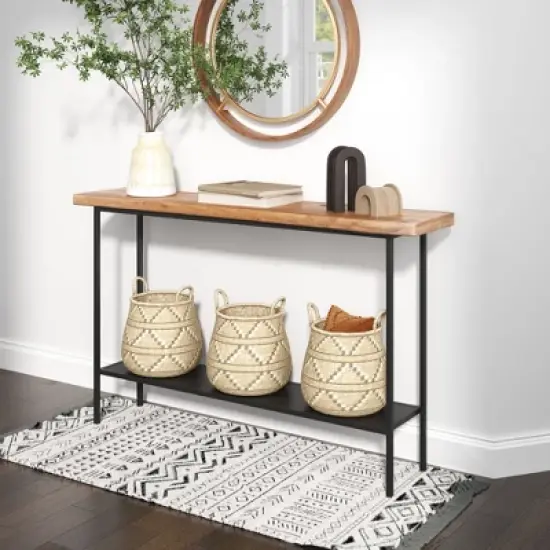 Donald Acacia Wood Console Table Iron Natural - ZM Home image {5}