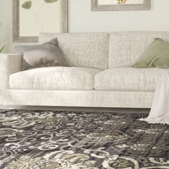 Modern Floral Damask Indoor Area Rug or Runner by Blue Nile Mills image {3}