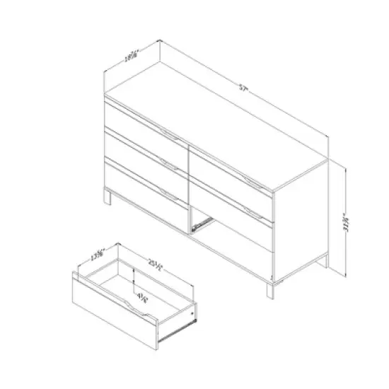 Kanagane 6 Drawer Double Dresser Pure White - South Shore image {5}