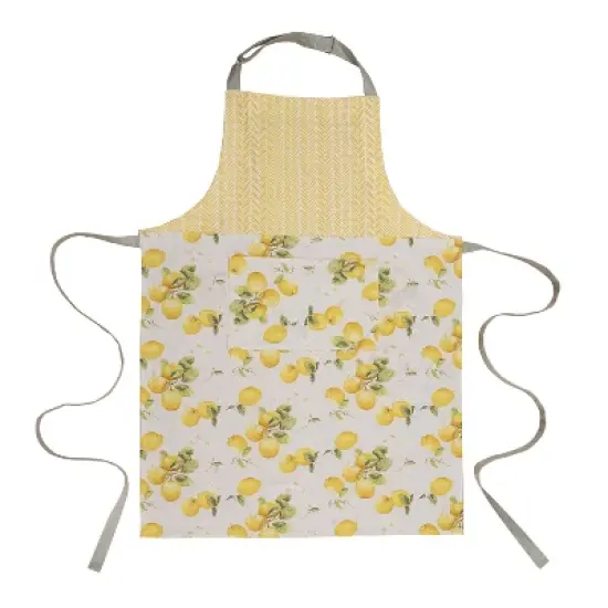Transpac 36 in Yellow Lemon Adjustable Cotton Apron for Kitchen Textiles Cooking and Baking image {2}