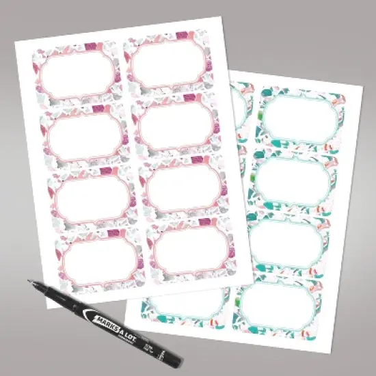 Avery Adhesive Name Tags, Terrazzo, Teal & Rose, 2-1/3" x 3-3/8", 80 Name Stickers (80026) image {5}