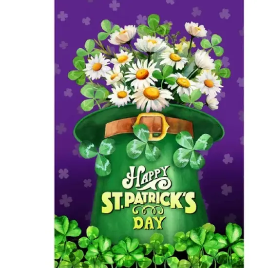 Briarwood Lane St. Patricks Day Garden Flag 12x18 For Outdoor St Pat's Hat With Daisies For St. Patricks Day Garden Flag Flags For Outside image {2}