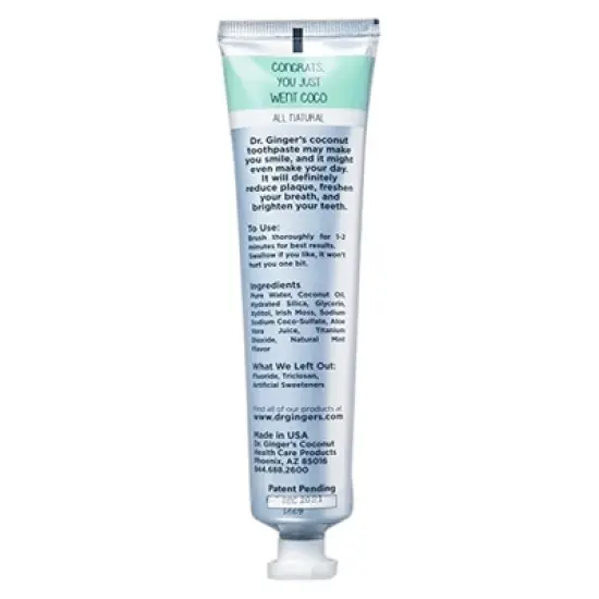 Dr. Ginger's Natural Toothpaste - Coconut Mint - 4oz image {1}