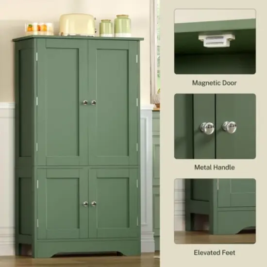 USIKEY Pantry Cabinet, Kitchen Pantry Storage Cabinet with Doors and Adjustable Shelves, Food Pantry for Kitchen, Dining Room, Living Room, White image {3}