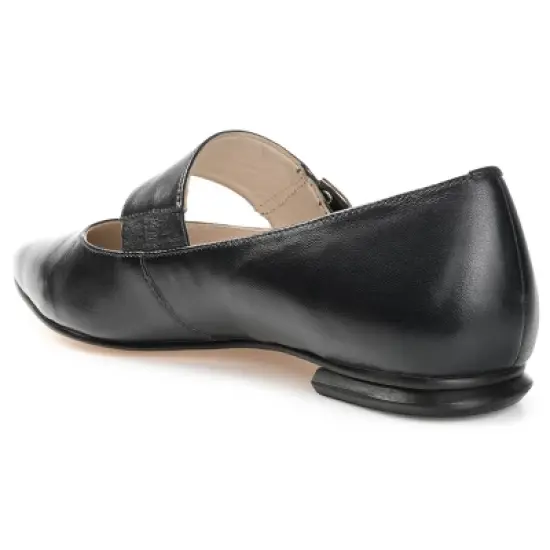 Journee Signature Womens Genuine Leather Emerence Loafer Pointed Toe Slip On Flats image {6}