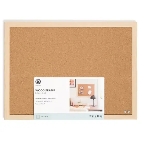 U Brands 23"x17" Cork Bulletin Board with Wood Frame image {5}