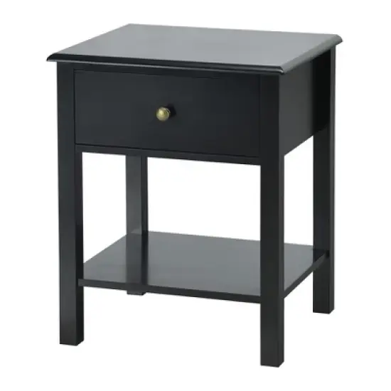 Costway End Table Nightstand Storage Display Drawer Shelf Beside Bedroom White\Black image {10}