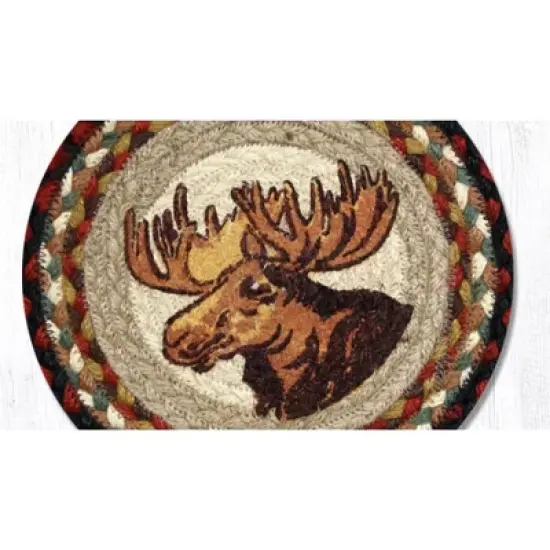 Earth Rugs Lodge Cabin Moose Portrait Printed Trivet &ndash; Eco-Friendly 10" Round image {1}