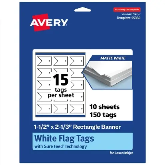 Avery Banner Flag Tags, 1-1/2" x 2-1/3", Matte White, 150 Total image {9}