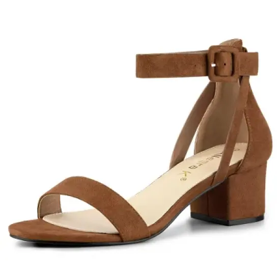 Allegra K Women's Ankle Strap Block Low Heel image {8}