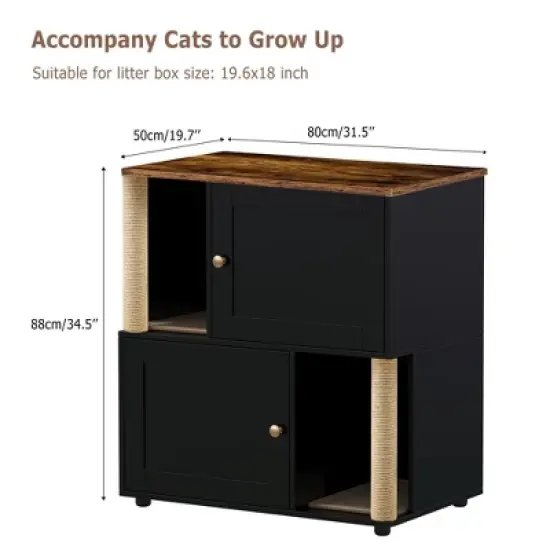 Double Cat Litter Box Enclouse, Litter Box Enclosure for 2 Cats, Cat Litter Cabinet Double Room image {1}