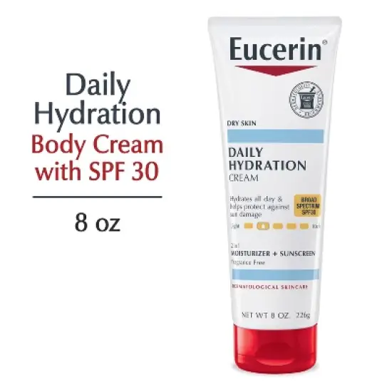 Eucerin Daily Hydration Broad Spectrum SPF 30 Sunscreen Body Cream for Dry Skin Unscented - 8oz image {2}