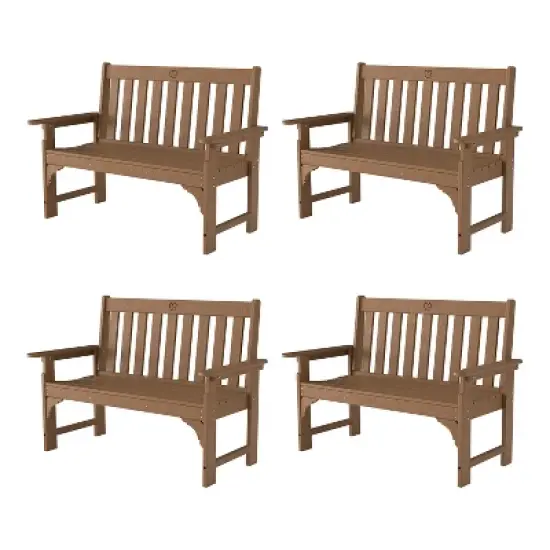 GardenJoy 2-Person Outdoor Bench HDPE Garden Seating Weather Resistant 4-Piece Set image {5}