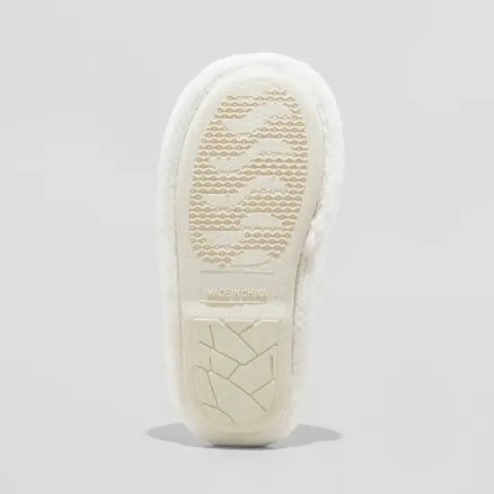 Kid's Holiday Santa Happy Face Scuff Slippers - Wondershop&trade; Cream image {3}