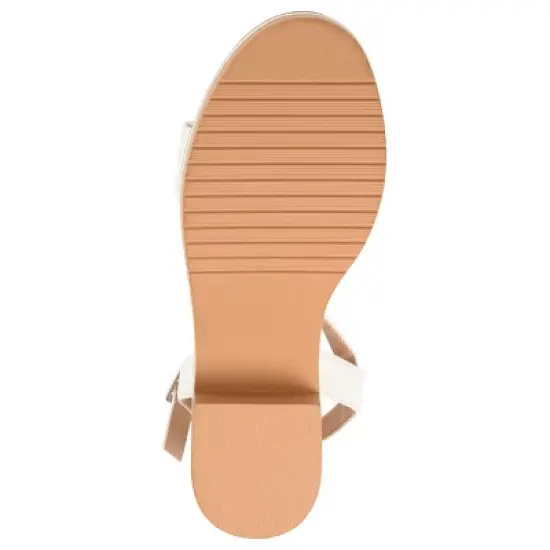 Journee Collection Womens Dexxla Buckle Ankle Strap Low Platform Sandals White 7 image {4}