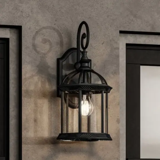 Urban Ambiance Luxury Transitional Outdoor Wall Sconce 18.125''H x 9.75''W,  Midnight Black Finish,  Greensboro Collection, UHP1377 image {7}