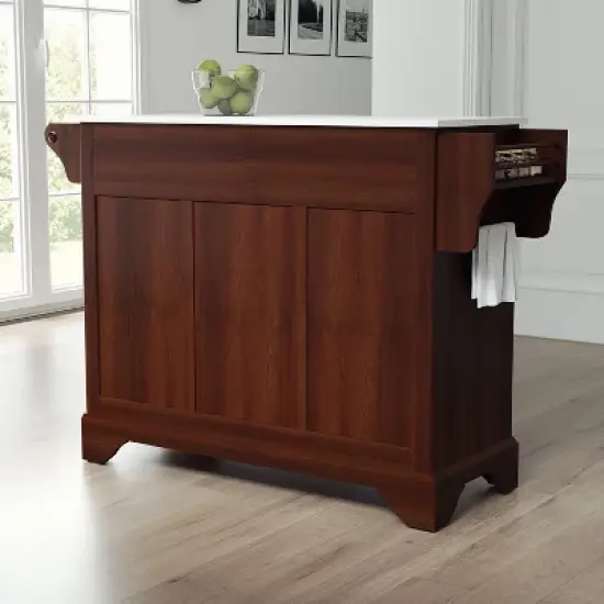 Lafayette Granite White Top Full Size Kitchen Island/Cart Mahogany - Crosley image {3}