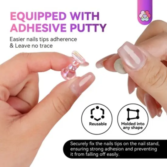 SAVILAND Pro Press-On Training Kit - 11 Stands w/40 Adhesive Balls & Magnets Salon System.(Cranberry) image {3}