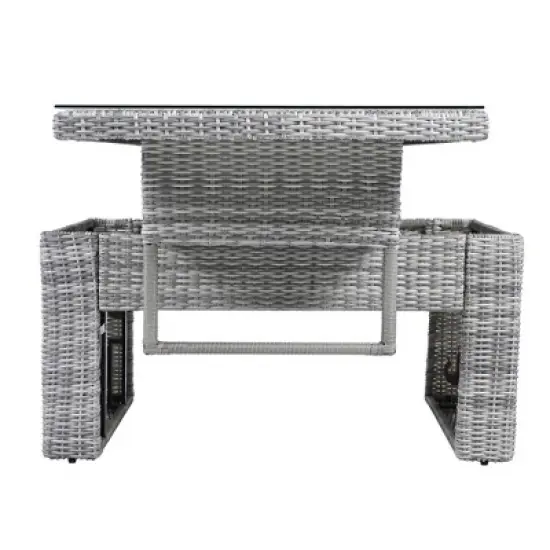 FIONECA Outdoor Patio Rattan Furniture Set, Recliners with Adjustable Table & Ottomans, Extendable Side Tables, Beige image {14}