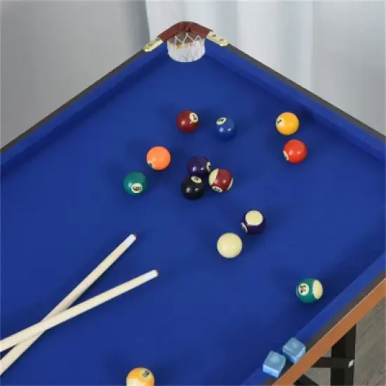 YONWAY  55" Portable Folding Billiards Table Game Pool Table for Whole Family Number Use With Cues, Ball, Rack, Chalk, Blue image {5}