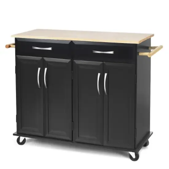 Costway Rolling Kitchen Trolley Island  Cart Wood Top Storage Cabinet Utility w/ Drawers image {9}