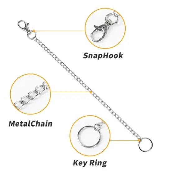 Unique Bargains 25cm Length Metal Key Ring Keychain with Clip Hook Silver Tone 2 Pcs image {1}