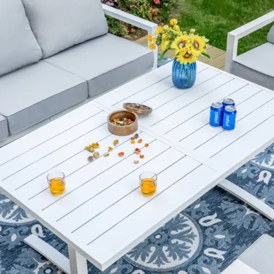 Captiva Designs 6pc Modern Aluminum Outdoor Patio Conversation Set with Coffee Table image {2}