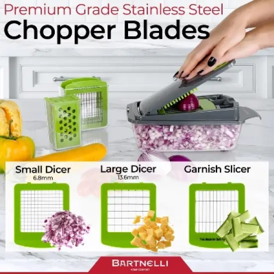 Bartnelli 15-Piece Vegetable Chopper & Slicer, Large Container, Easy to Clean image {3}