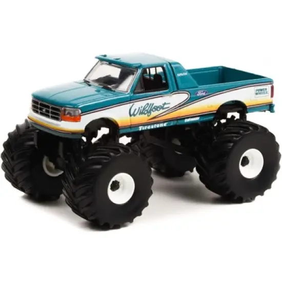 1993 Ford F-250 Monster Truck Teal "Wildfoot" "Kings of Crunch" Series 11 1/64 Diecast Model Car by Greenlight image {1}