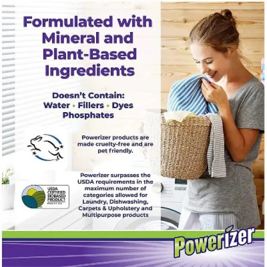 Powerizer Complete Multipurpose Laundry, Dishwasher Detergent & All-Purpose Household Cleaner - All Natural & Cruelty-Free image {2}