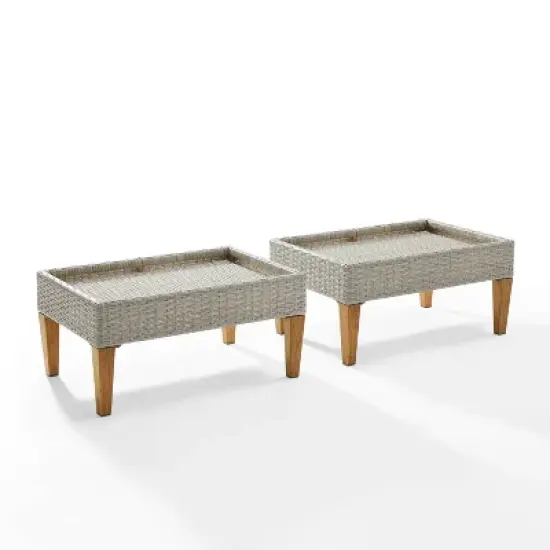 Capella 2pk Outdoor Wicker Ottomans - Gray - Crosley image {7}