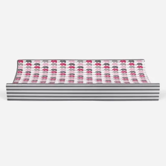 Bacati - Elephants Pink/Fuschia/Gray Mini Elephants Quilted Top Changing Pad Cover image {5}