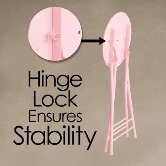 Set of 4 Counter Height Bar Stools &ndash; 24-Inch Backless Folding Chairs with 300lb Capacity for Kitchen, Rec Room, or Game Room by Trademark Home (Pink) image {2}